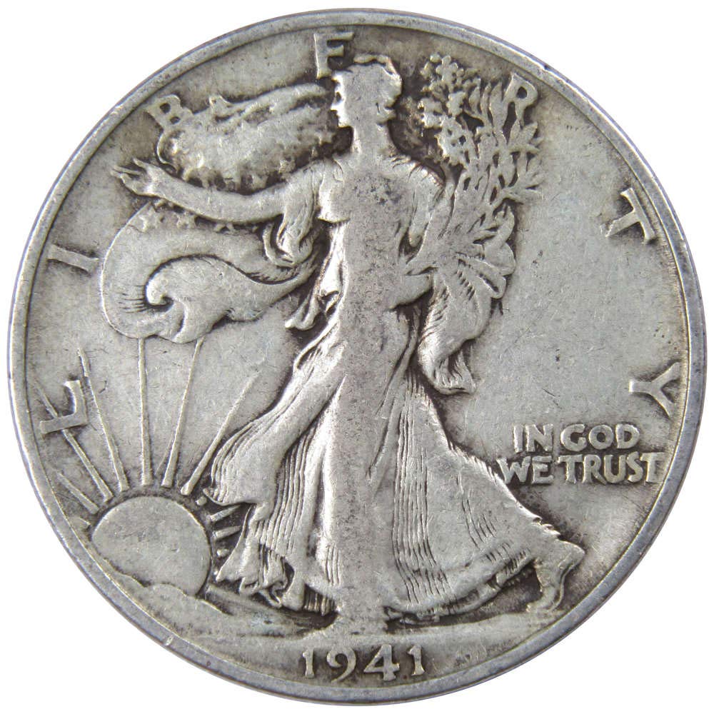 1941 S Liberty Walking Half Dollar F Fine 90% Silver 50c US Coin Collectible Thumbnail