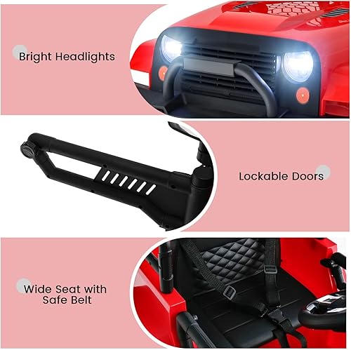 Miniatura 9 de OLAKIDS Camión de paseo para niños, vehículo eléctrico de 12 V con control remoto, juguete a batería para niños pequeños con 2 velocidades,