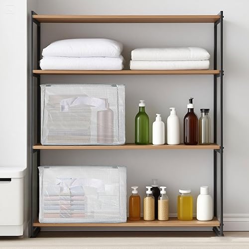 Miniatura 9 de DAYARD Contenedores de almacenamiento de tela con marco de metal, cestas de almacenamiento grandes para organización de armario, paquete de 2