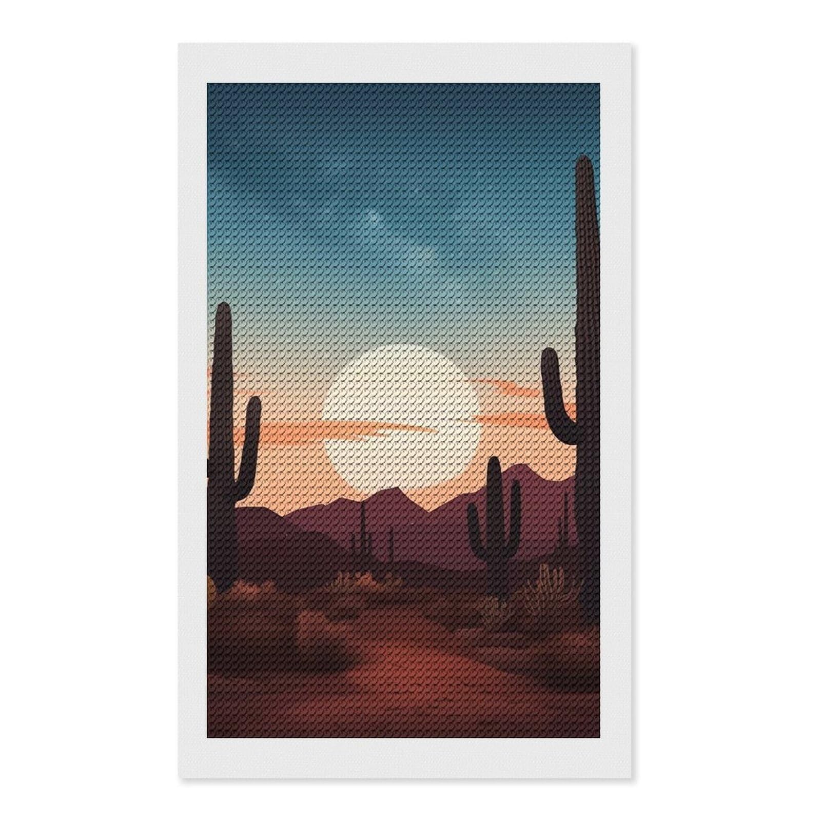 Desert with Cactus Diamond Art Kits for Adults, DIY 5D Diamonds Painting Kits for Beginner, Round Full Drill Diamond Dots Painting, Diamonds Pictures Gem Art and Crafts Wall Decor 12"x20"