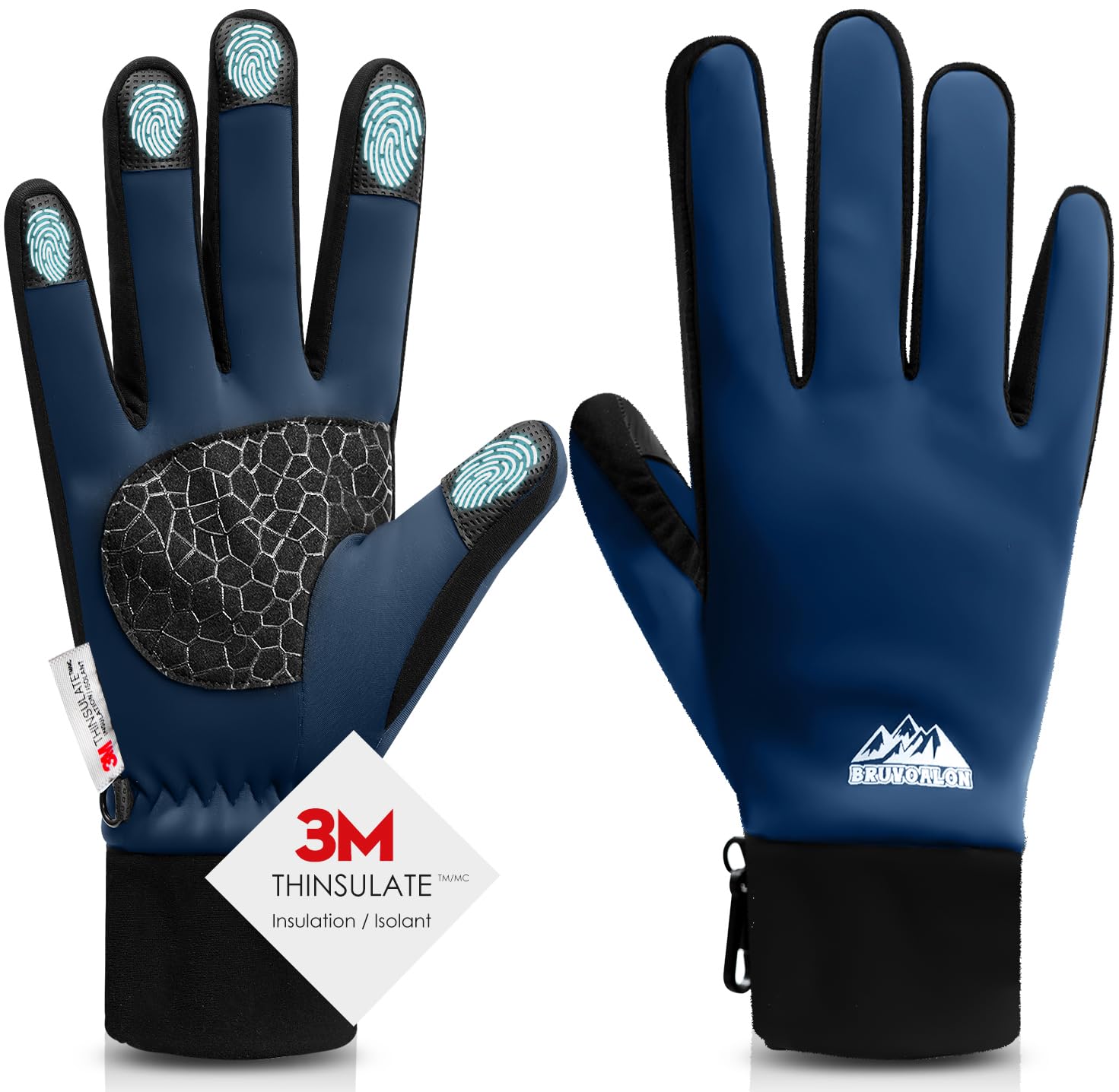 Bruvoalon Winter Gloves for Women &amp; Men, 3M Thermal Insulation, Lycra Fabric, Touchscreen, Anti-Slip