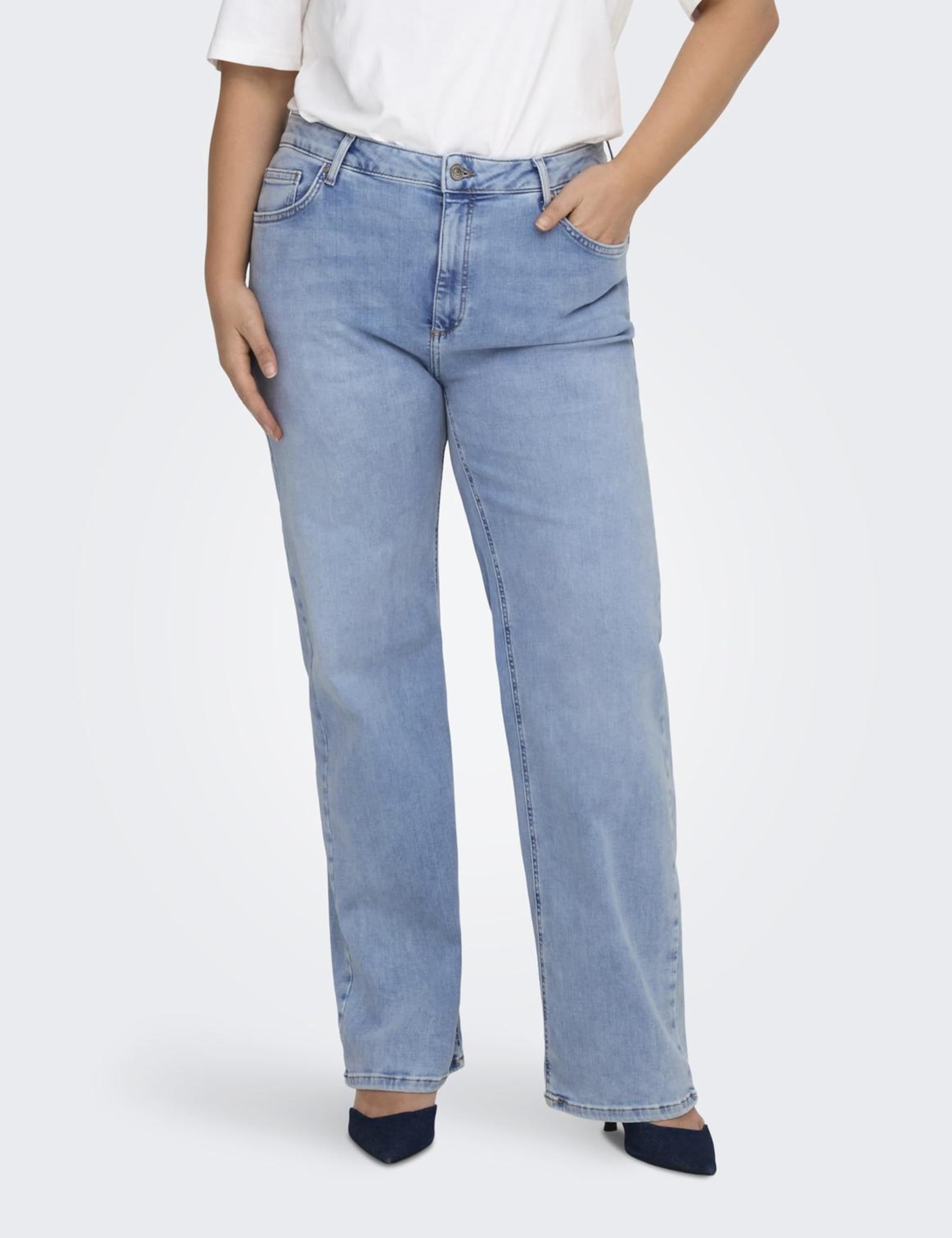 CARMAKOMA Female Jeans mit weitem Bein CARWILLY Hohe Taille Weiter Beinschnitt Jeans