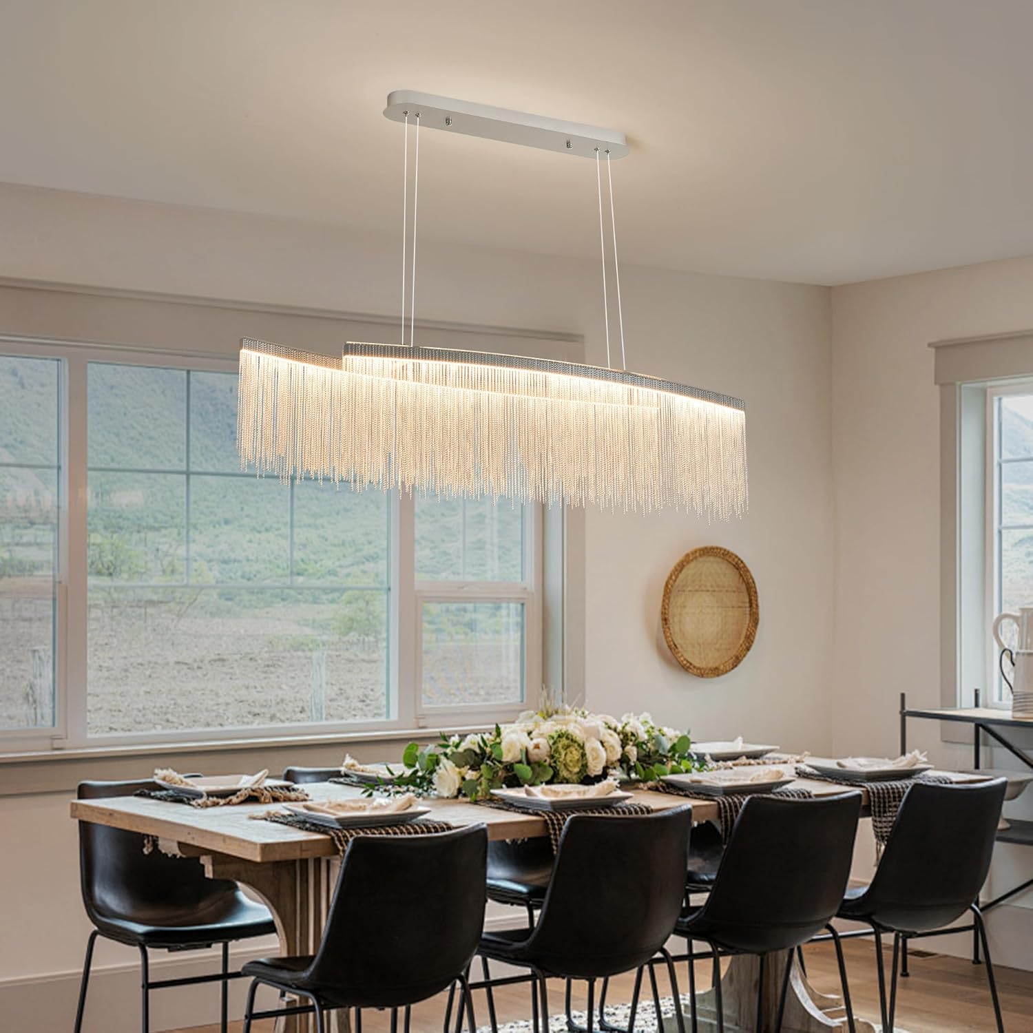 チンバウ  CONTEMPORANEA Puvaue Aluminum Tassel Linear are Deco Rectangular