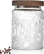 24 OZ Airtight Glass Storage Jar with Bamboo Lid - Vintage Glass Jar Vintage Food Containers Canisters Set for Kitchen Counter & Pantry - Ideal for Sugar, Flour, Coffee, Tea, Candy, Oats, Cereal