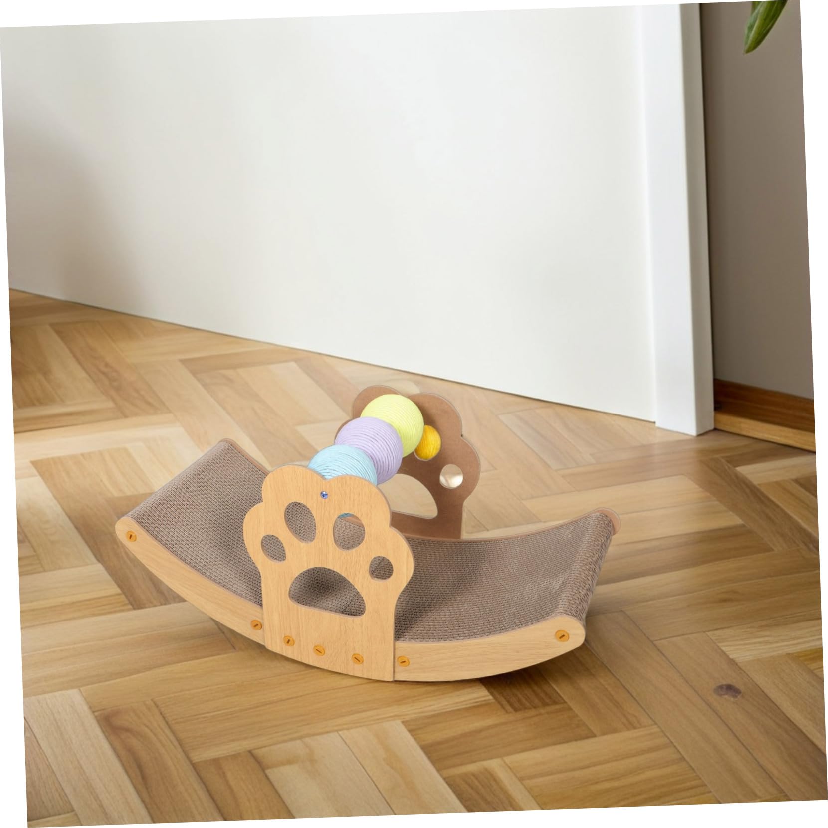 YARNOW Cama Rascadora para Gatos de Cartón Ondulado Cama Mecedora con Bola Interactiva para Interiores Tabla para Afilar y para Mascotas