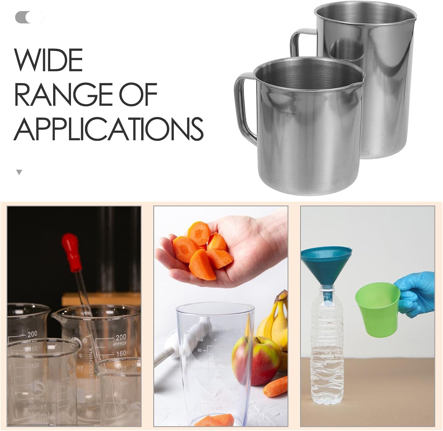 Garneck Liquid Measuring Cups with Precise Measurements Stainless Steel 2pcs and Wear-resistant Finish, 500ml and 1000ml Capacity, for Picnics and Cosmetic Applications