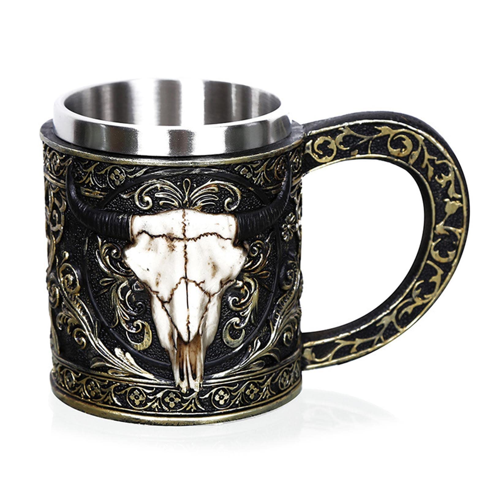 MALSSE 3D Three-dimensional Mug Resin Stainless Steel Coffee Mug Creative Resin for Personal Birthday Gift Coffee Cups