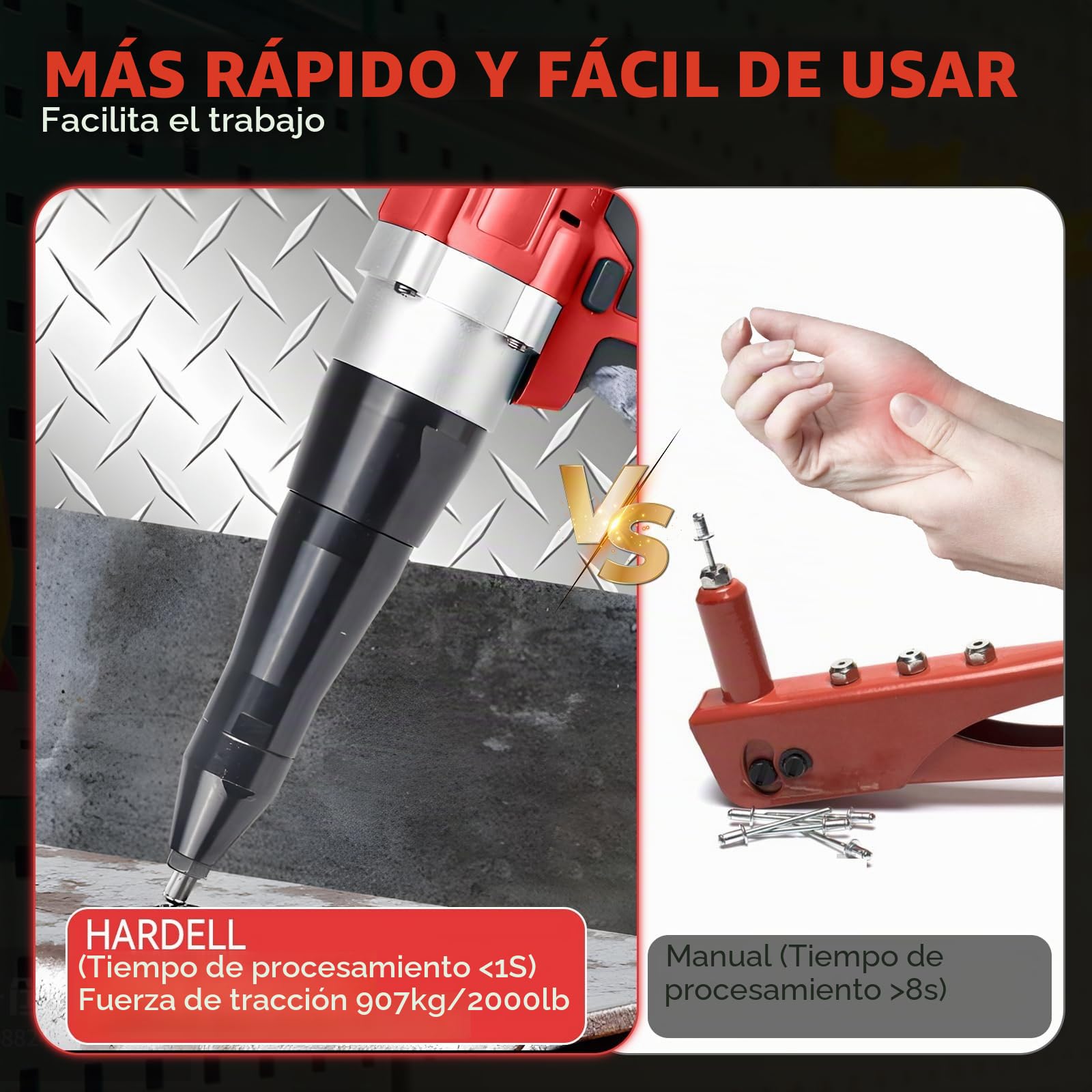 Alicates de remachado de batería compatibles con batería Mi-LWAUKEE de 18 V (sin batería), pistola de remache inalámbrica, pistola de remache sin escobillas para remaches de 1/8 pulgadas, 5