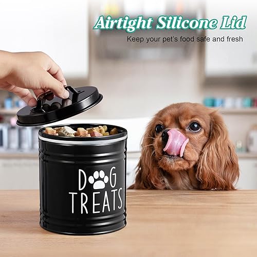 Miniatura 9 de Recipiente hermético para perros pequeños, 6 pulgadas de alto x 4.9 pulgadas, redondo, blanco, para encimera de cocina, recipiente de almacenamiento