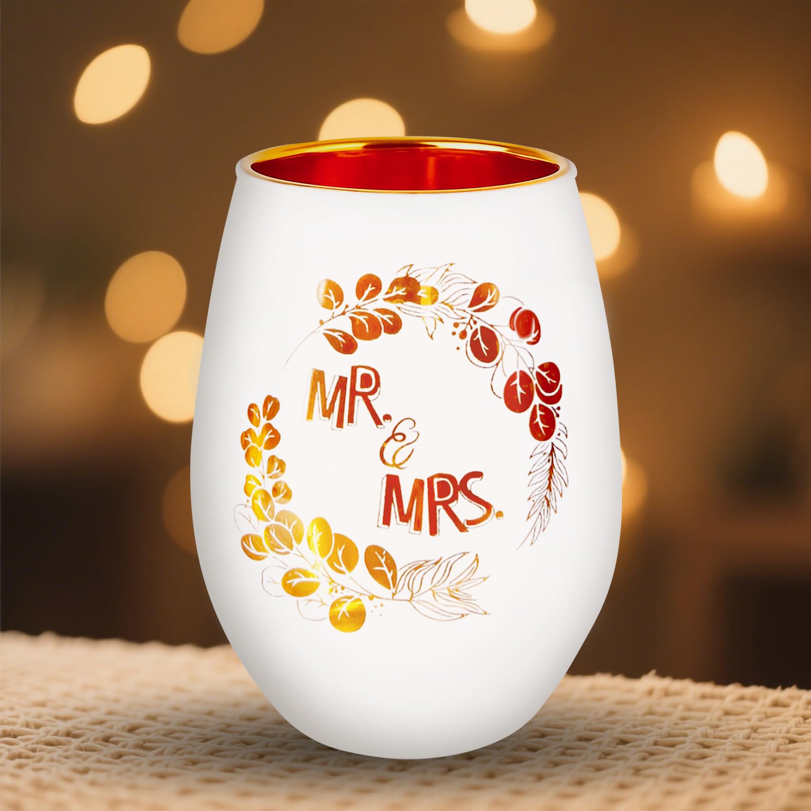 Hochzeitsgeschenk für Brautpaar – Windlicht mit „Mr & Mrs“ Gravur – Romantisches Glas-Teelicht als Geschenk zur Hochzeit – Liebevolle Erinnerung für frisch Vermählte