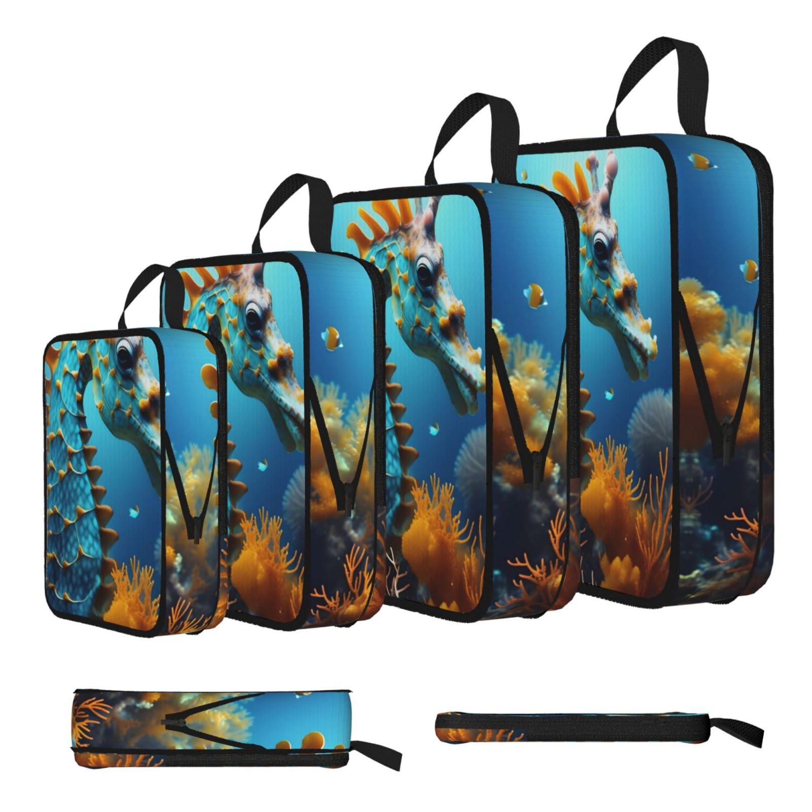 Blue Seahorse Compression Packing Cubes 4 Piece Set
