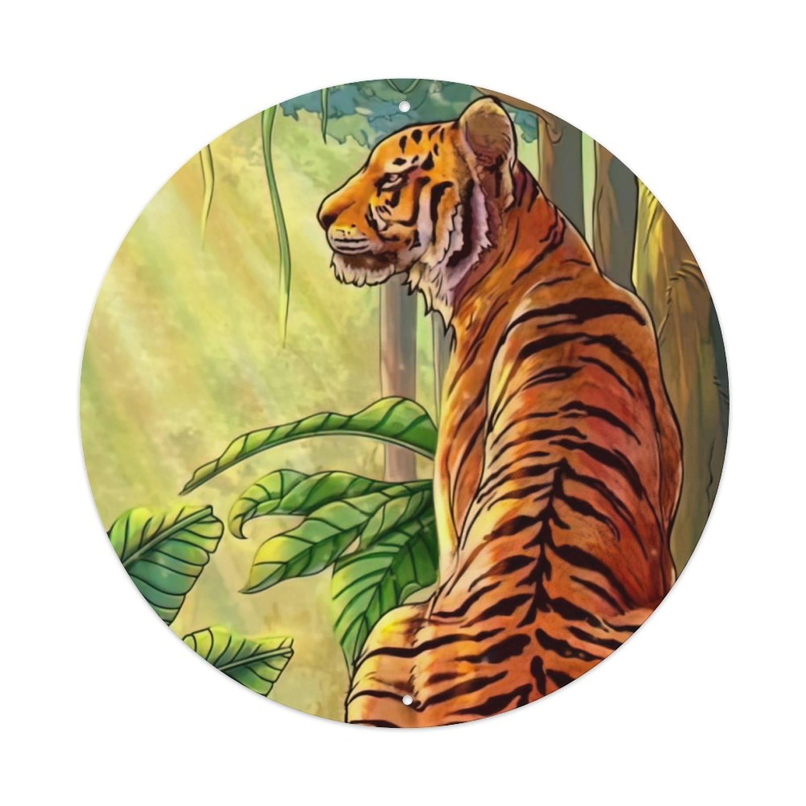 Animals Artwork Resting Tiger Vintage Metal Tin Sign Plaque Wall Decor for Cafe, Club Bar, Office, Garden Metal Poster 8x8Inch