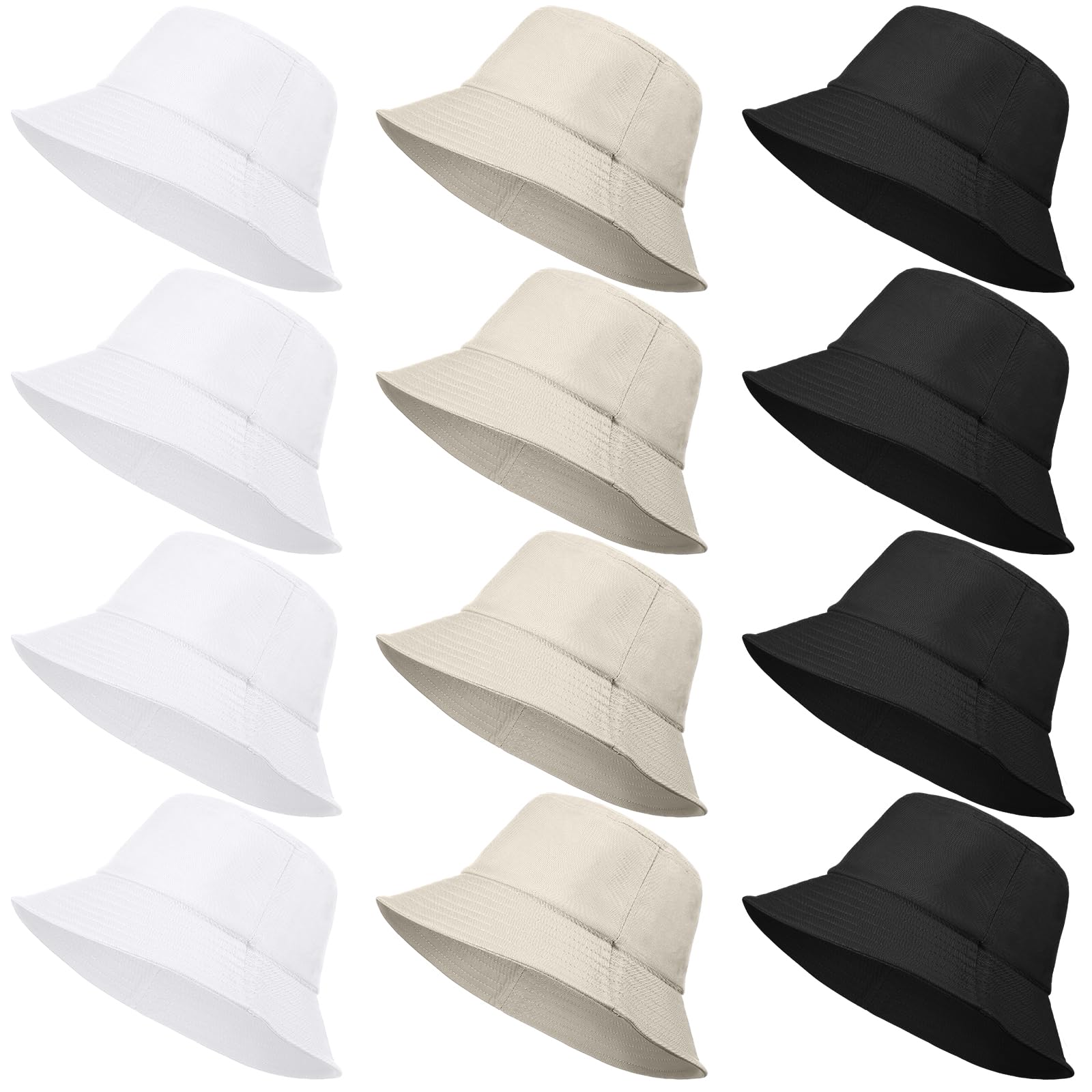 12 Pack Bucket Sun Hat Bulk for Women Men Multicolor 