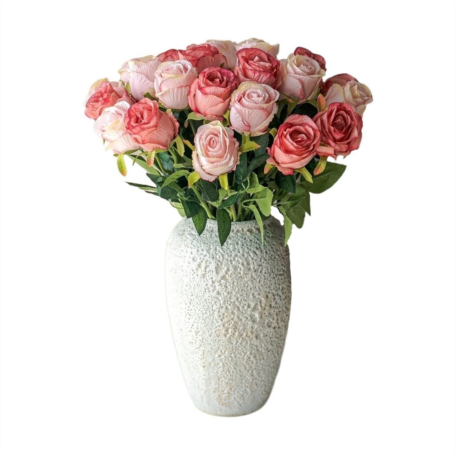 DFGHNBVC Artificial Flowers Pink Roses Simulation Flower Arrangement Fake Flower Bouquet With Ceramic Vase Dining Table Decoration Wedding Decoration Fake Flowers,Gold B