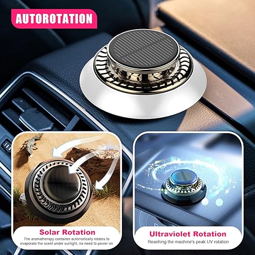 Miniatura 9 de Ambientador para automóvil, difusor giratorio automático de energía solar con fragancia, purificador de aire de aromaterapia para automóvil y hogar,