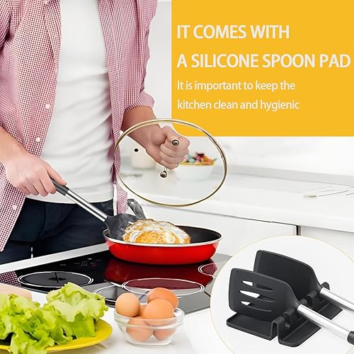 Miniatura 3 de Juego de espátulas de silicona de 3 piezas, resistentes al calor, antiadherentes, sin BPA, para huevos, panqueques, pescados, woks, incluye