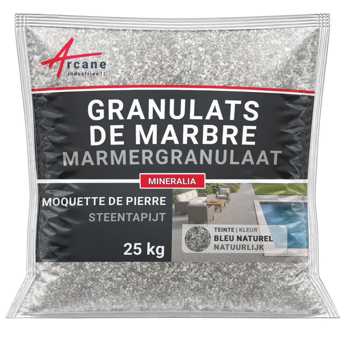 Granulats moquette de pierre marbre - Drainant & haute résistance 25 kg (jusqu'à 1,5 m²) Bleu Naturel