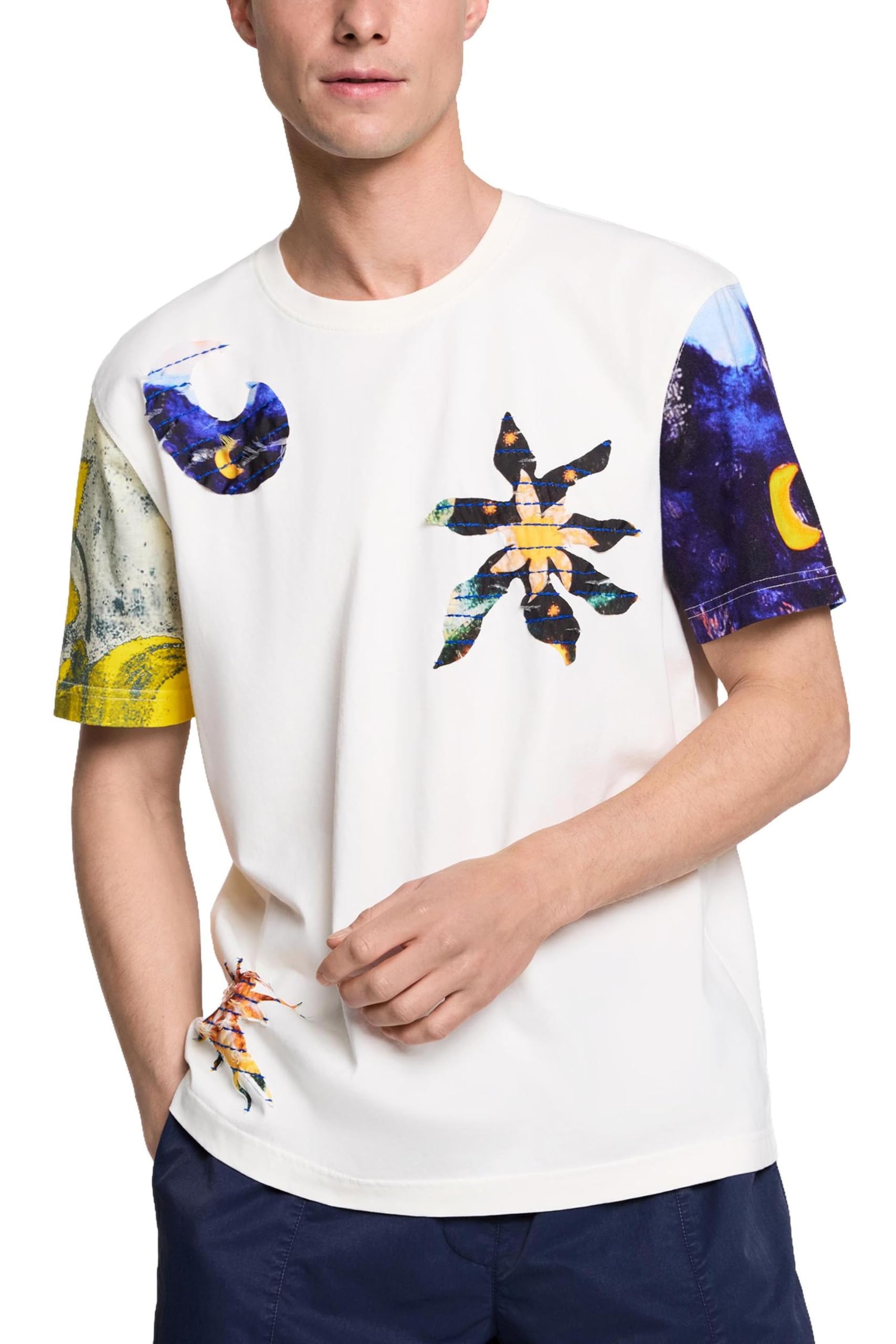 Desigual Herren Weiß -T-Shirt, Größe L
