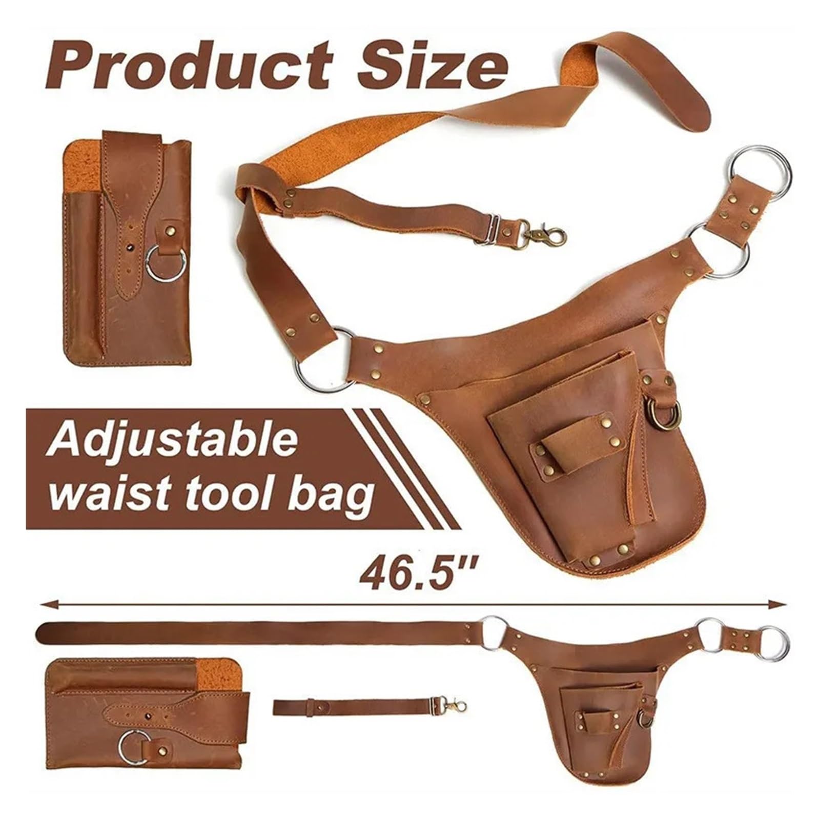 Secateur Holster Borsa da cintura regolabile for attrezzi giardiniere in pelle PU, borsa trasporto multitasche for fiorista, for fondina giardino e falegname