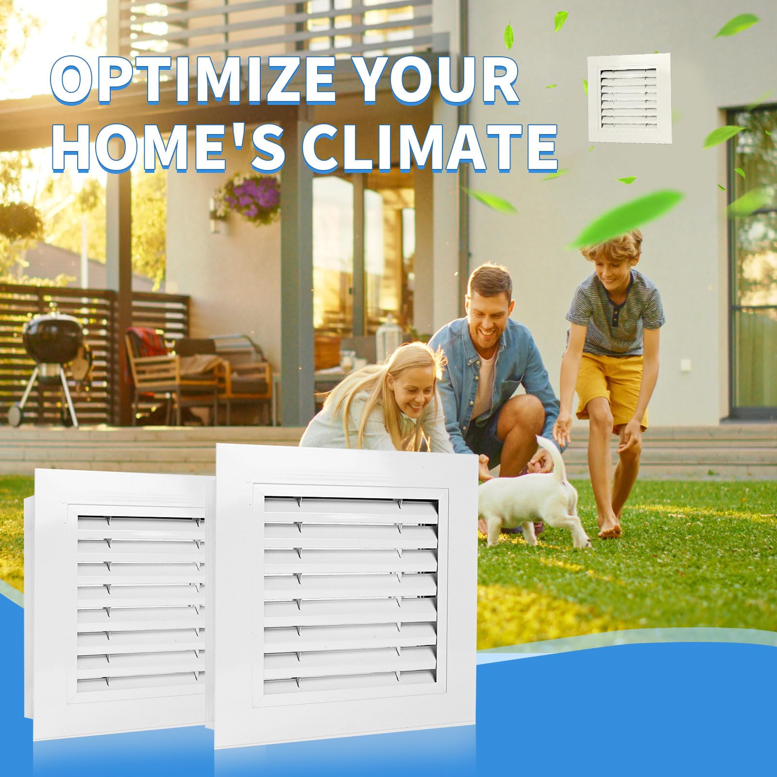 Lot de 2 grilles d'aération à pignon en aluminium de qualité supérieure de 35,6 x 35,6 cm avec écran, design à peindre – Idéal pour la ventilation du grenier et de l'abri de jardin, ouverture