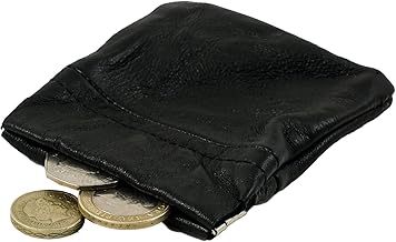 Mens Womens Black Soft Nappa Real Leather Snap Top Coin Purse Pouch W21/1476L by Classyshades