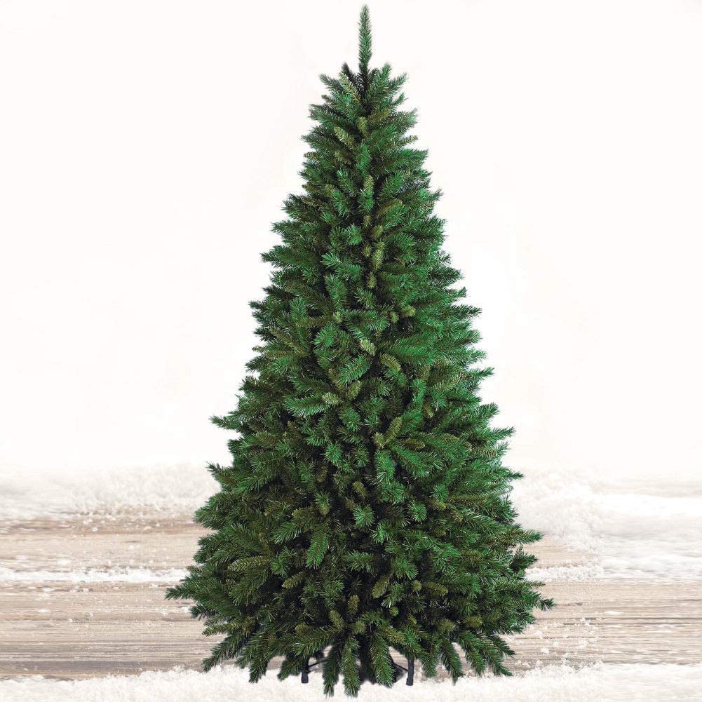 BAKAJI Albero di Natale Super Folto New (TF) Verde Ecologico PVC, Base a Croce in Ferro, Rami innesto ad uncino, Aghi Anti Caduta, Foltissimo (210 cm (1038 rami))