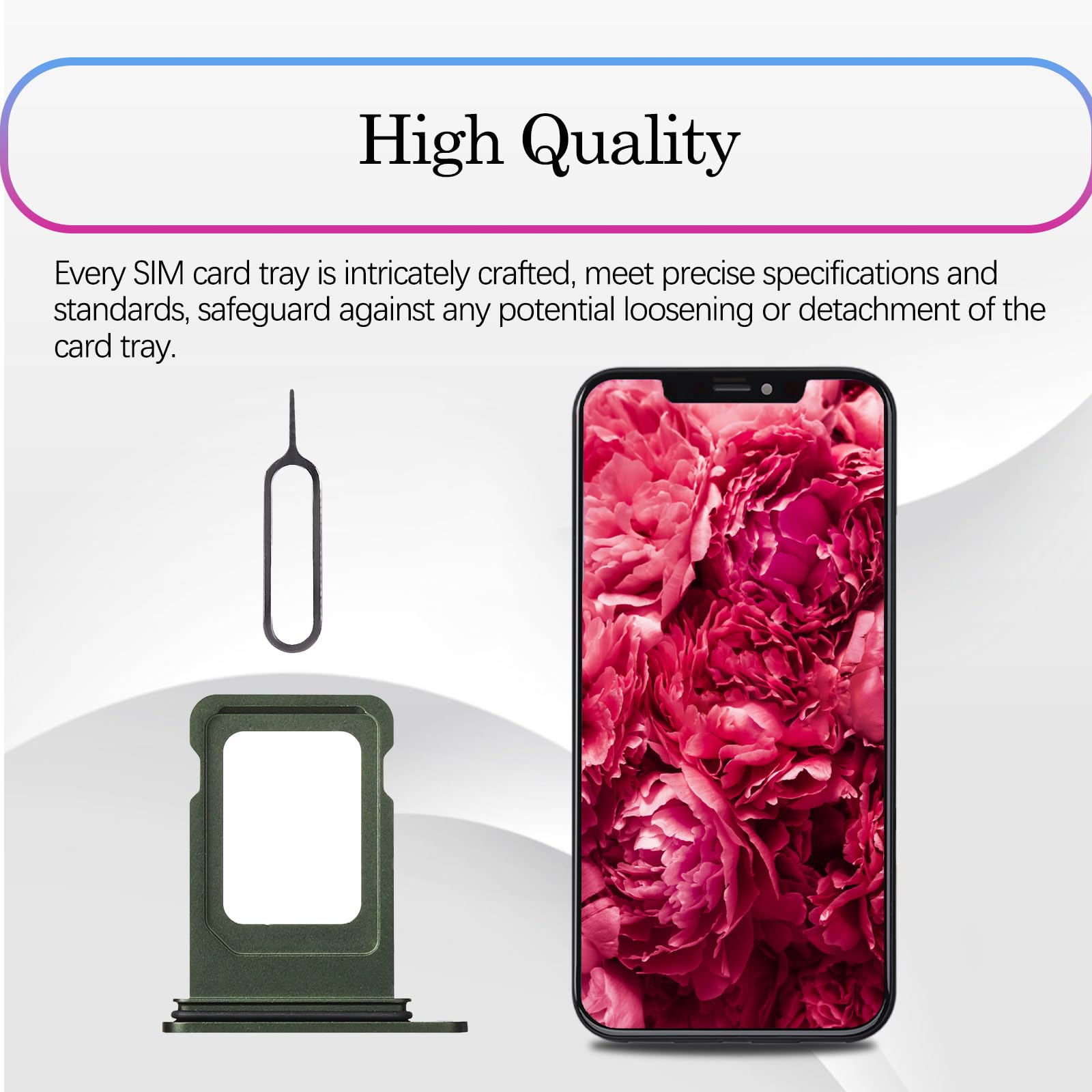 IPhone 13 SIM Card Tray Replacement - Silver Single SIM Holder With Waterproof Ring & Tool