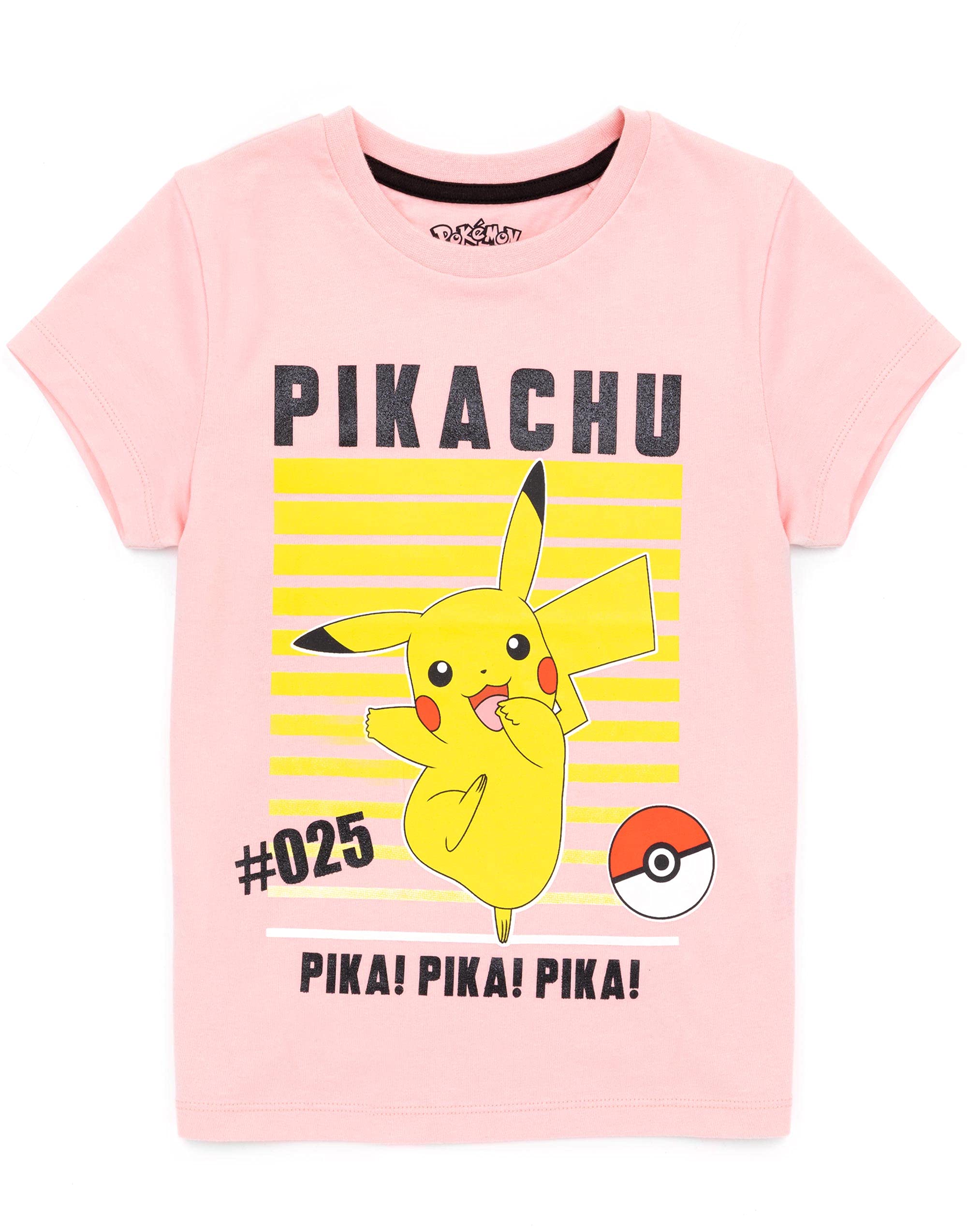 PokemonT-Shirt الفتيات | الأطفال بيكاتشو اللعبة الوردي أعلى الشخصيات | الملابس الجيمر التجارية