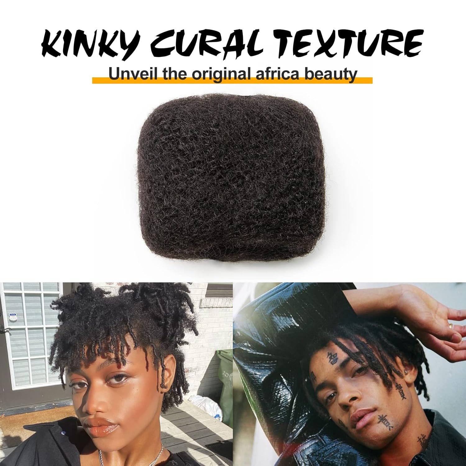 Tight Afro Kinky Bulk 100% Human Hair - Natural Black, 8 Inch Length, 5 Bundle Set with Crochet Needle and Rat Tail Comb - Ideal for Dredlock Extensions, Loc Repair, Twists, and Braids