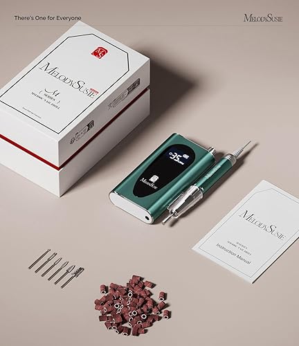 Miniatura 5 de MelodySusie Taladro de uñas profesional MM400C de 35000 rpm, lima de uñas inalámbrica recargable, verde con máquina de ruido blanco con 31 sonidos