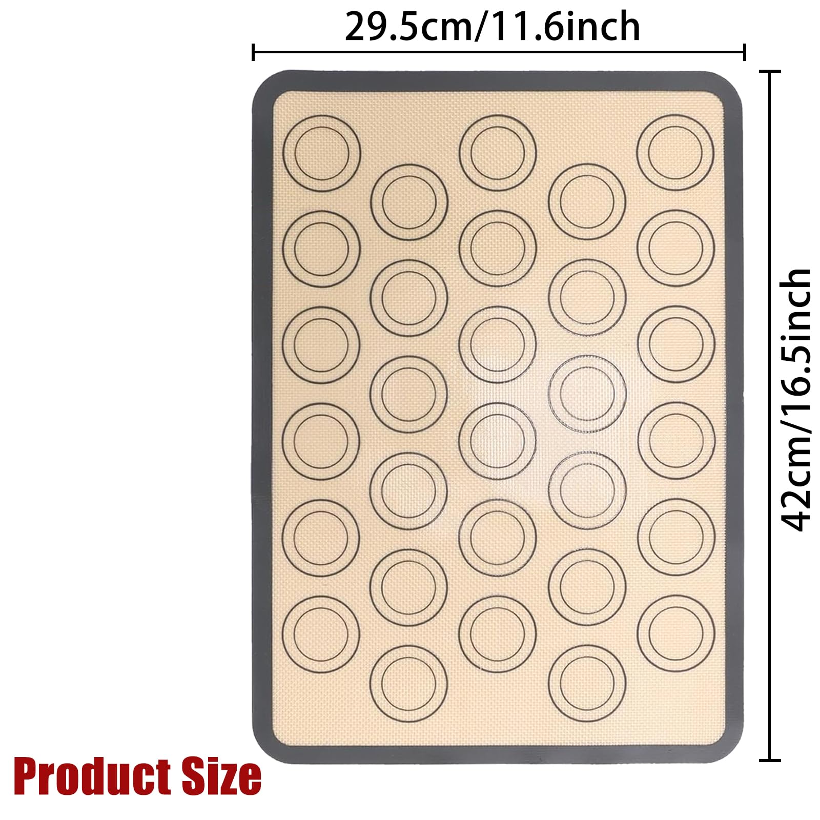 2Pieces Silicone Macaron Baking Mat,Non-Stick Reusable Silicone Mats for Baking,Thick Silicone Baking Mats Sheet,Easy to Clean Baking Tray in Grey,for Pizza,Macarons,Biscuits,Cakes - Image 4