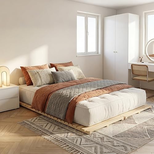 Miniatura 8 de LILYPELLE Tapete de tatami japonés, marco de cama de tatami de madera, plegable a prueba de humedad, marco de cama para colchón de futón, colchón de