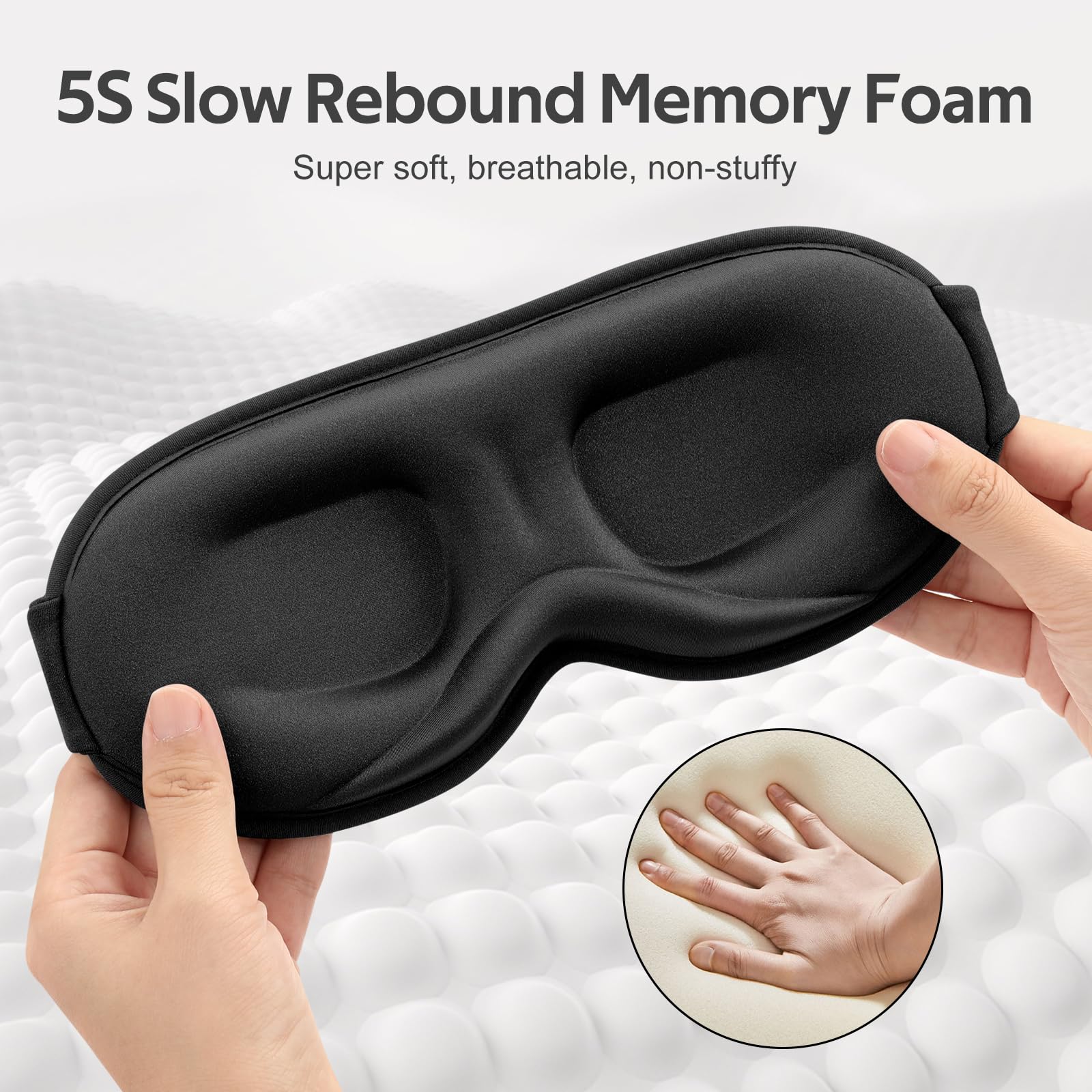 Vynix Sleep Mask for Men Women - 100% Blackout Eye Masks for Sleep - 3D Soft Sleeping Mask for Side Sleepers - Zero Pressure Lash Extensions Eye Cover Shade for Airplane Travel Essentials Bla product thumbnail 7