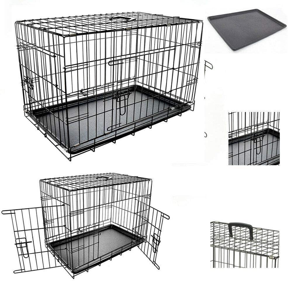 TAHA ® Dog Pet Training Transport crate Fold Flat cage Removable Tray Medium 30"