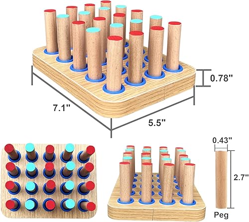 Miniatura 4 de 20-Hole Wooden Pegboard for Finger Dexterity Exercises, Easy Grip Pegs & Peg Board to Improve Fine Motor Functions & Hand-Eye Coordination, Hand