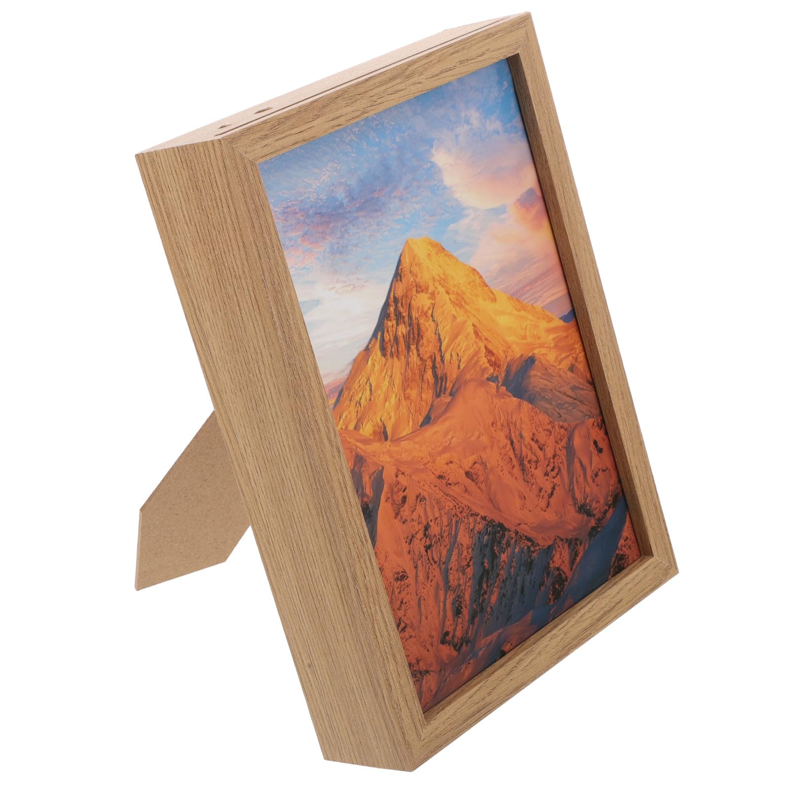 Caja fuerte de madera POPETPOP con compartimento secreto y marco de fotos para escritorio