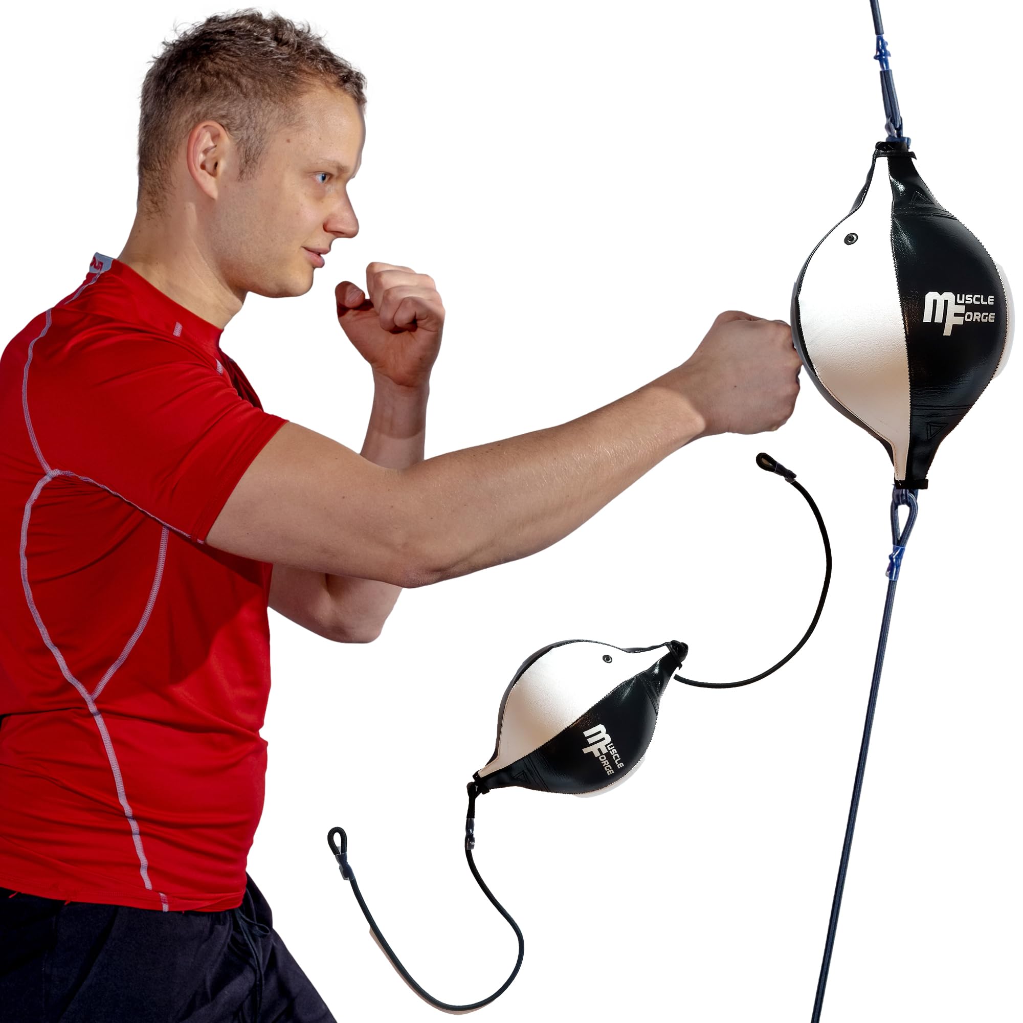 MuscleForge® Boxing Ball on String, Floor to Ceiling Punching Ball, Inflatable Double-Ended Hanging Boxing Ball for Speed Box Training