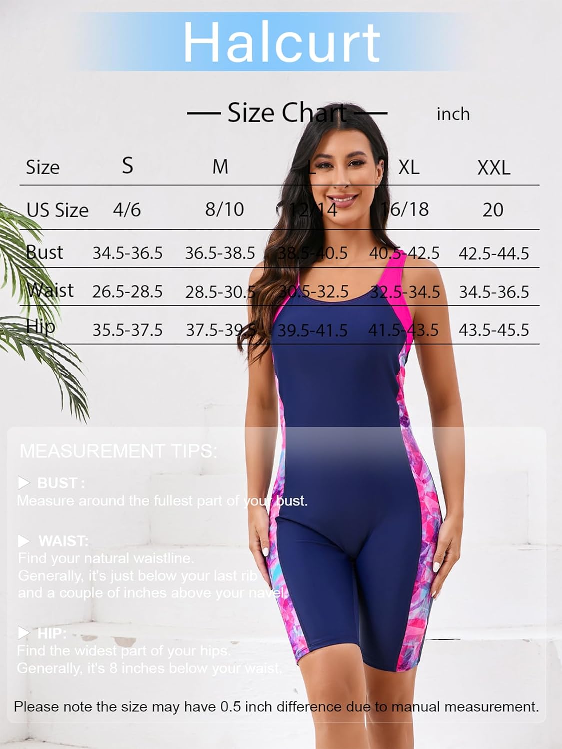 Halcurt Women's Boyleg Racerback Athletic One Piece Swimsuit Modest Knee Lenth Full Coverage Bathing Suit - Image 7