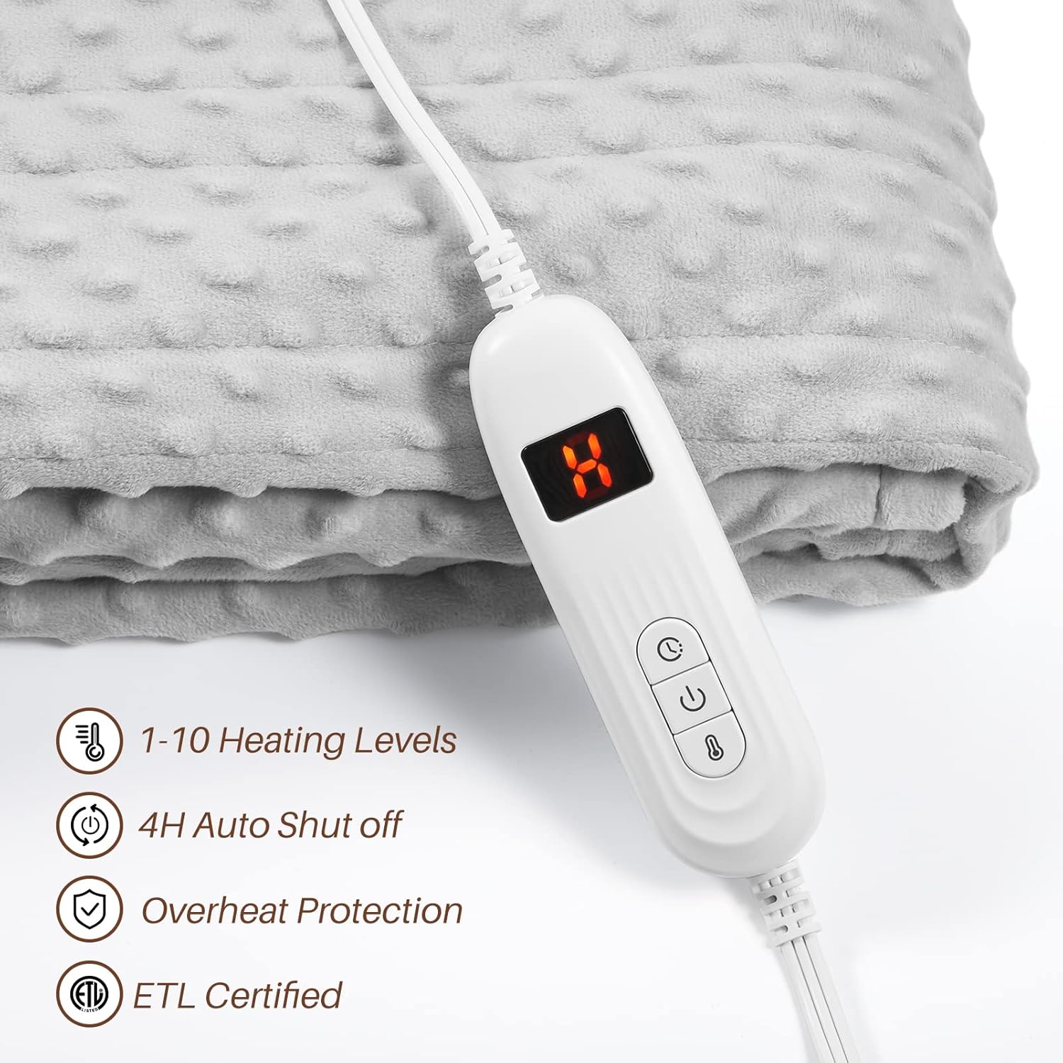 Review Electric Heated Throw Blanket Twin Size 50" x 60" 10 Levels