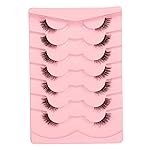 Gmagictobo Half Eyelashes Wispy Short False Eyelashes Natural Look Cat Eye Lashes Pack Clear Band 3D Lashes Strips 7 Pairs Multipack