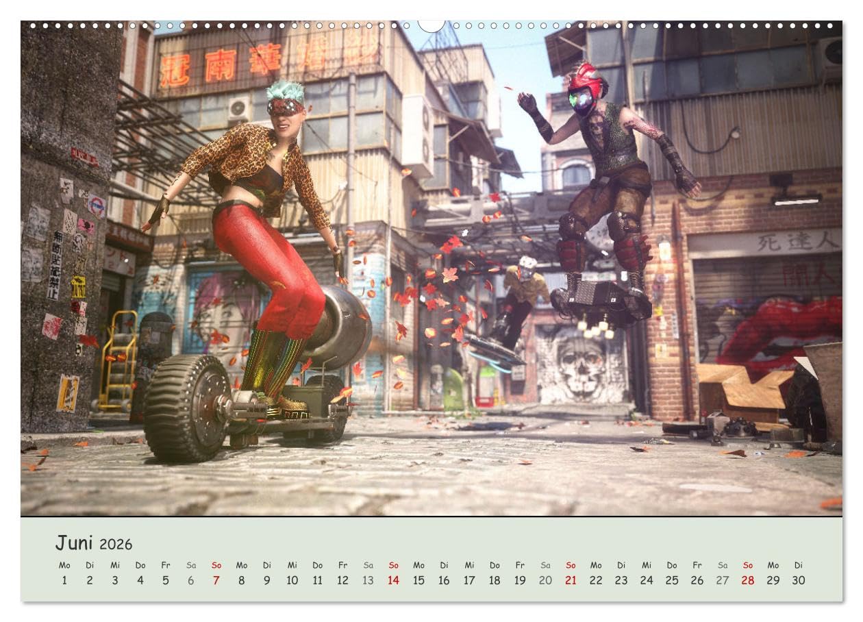 Science Fiction Cyberpunk (Wandkalender 2026 DIN A2 quer), CALVENDO Monatskalender: Zukunftsstädte im Neonschein einer düsteren Zeit. (CALVENDO Kunst)