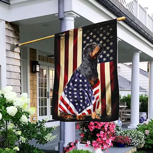 Miniatura 2 de FLAGWIX Bandera estadounidense Rottweiler Bandera patriota estadounidense v5, bandera de casa (29.5 x 39.5 pulgadas), banderas de Estados Unidos de
