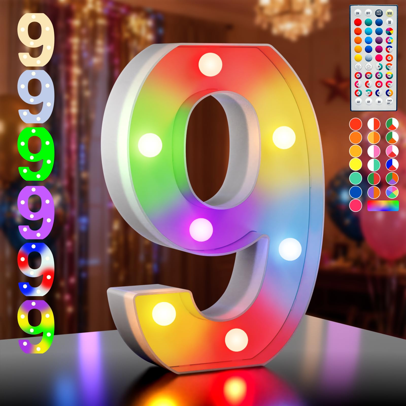 Ledido LED Light Up Marquee Numbers Sign - Cool & Warm Light up Numbers for 40th Birthday Decorations, LED Number Lights for Wedding Anniversary Grad Home Bedroom Table Wall Party Decor, Number 40 — view 72