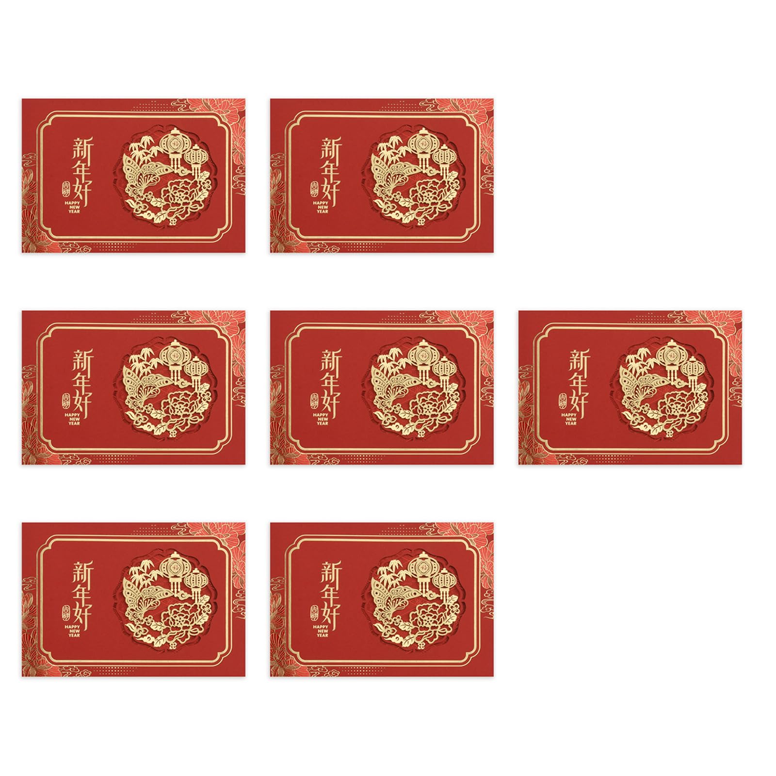 Buxuaaaa Of 7 Unique 3D Popup New Year Cards for Celebration Stylish Greeting Card for Family and Friend Gatherings Spring Festival Cards