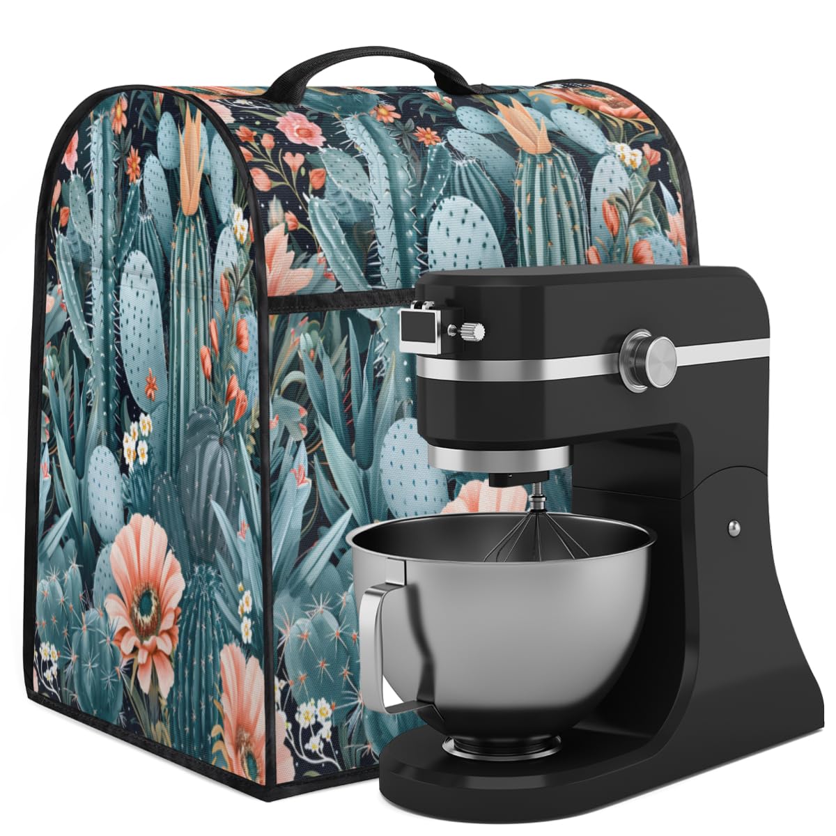 Coffee Maker Cover Floral Cactus Kitchen Appliance Covers Small Appliance Covers Blender Cover Juicer Cover Dust Covers for Kitchen Appliances with Top Handle and Pockets,Washable,C642