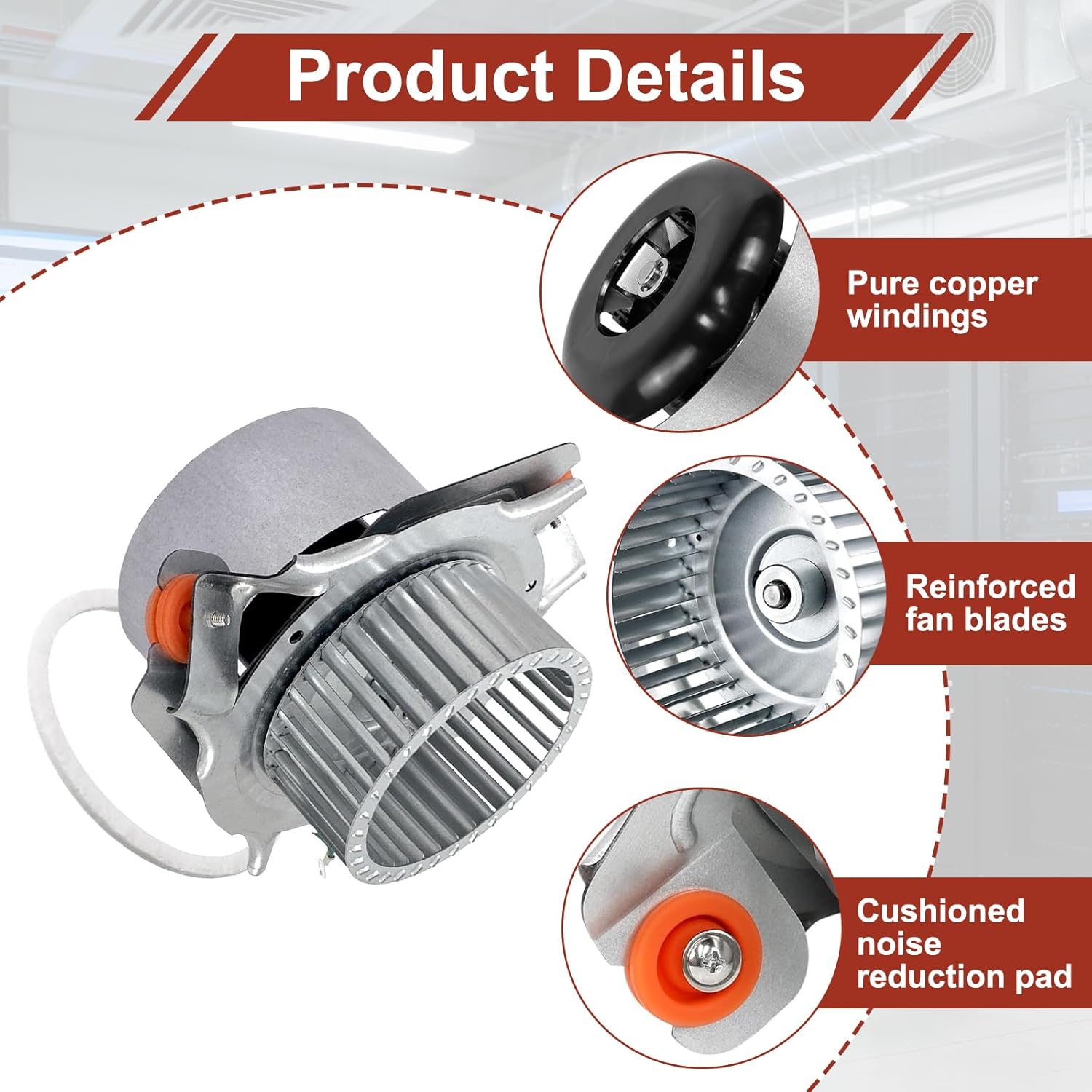Furnace Draft Inducer Motor HC21ZE126A 326628-762 Compatible with Carrier Bryant Payne Furnace Exhaust Vent Venter Motor, Replace# J238-112-11203,326628762, 326628-702, 326628-712.