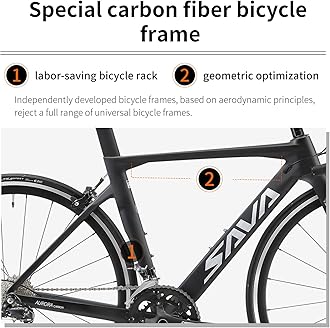 SAVADECK Carbon Road Bike with Shimano SORA R3000 18 Speed Derailleur System,Racing Bicycle with Carbon Fiber Frame Carbon Fork and Double V Brake for Adult