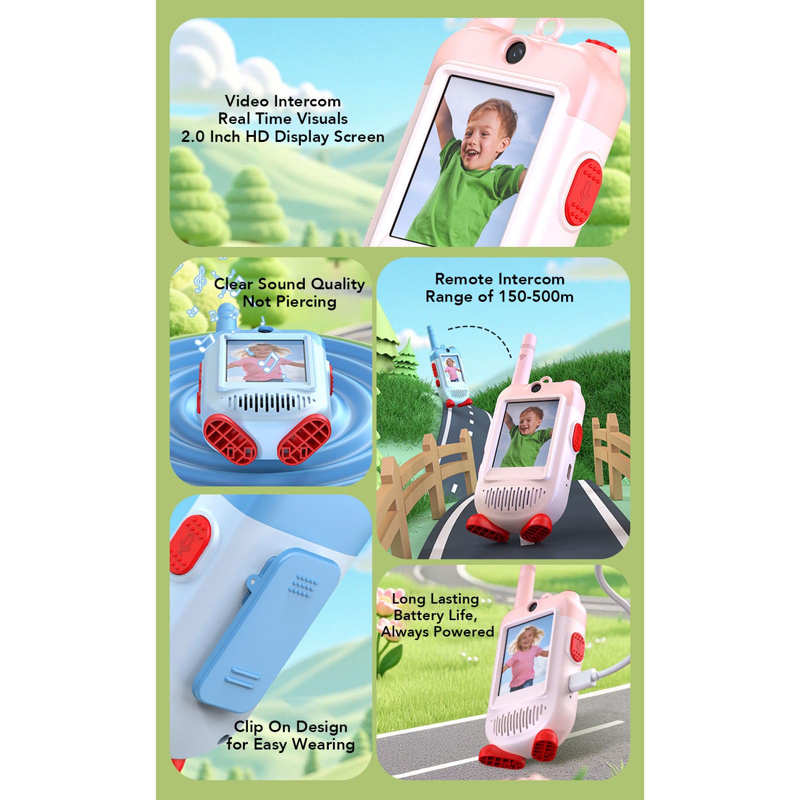 Generic Talkie-walkie Vidéo pour Enfants, Lot de 2 Interphones Vidéo Rechargeables Portables avec Interaction en Direct, Transmission Sonore à Signal Fort, Talkie-walkie pour Jeu
