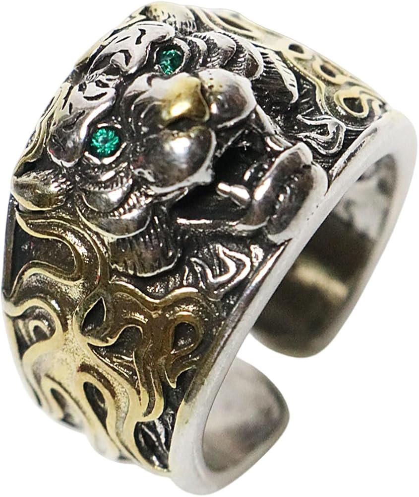 Amazon | [ベルクート] シルバー タイガー 虎 銀メッキ 指輪 メンズ