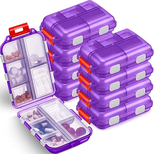 Miniatura 7 de meekoo Pastilleros de viaje, 8 unidades, portátil, pastillero, contenedor de píldoras diario, contenedor de farmacia, pequeño contenedor de viaje